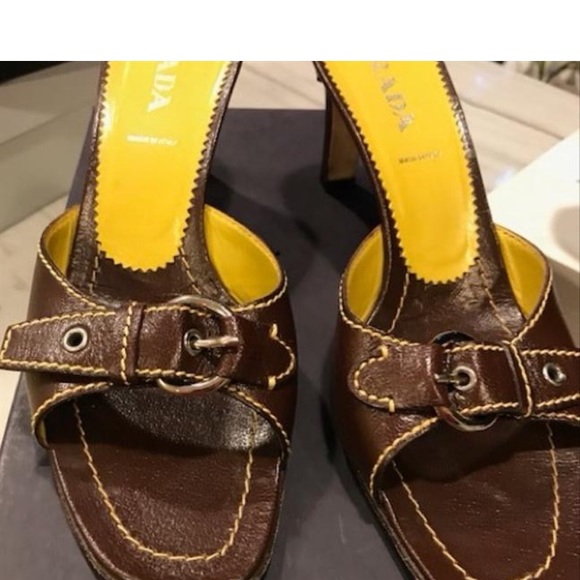 Prada, slip on heeled brown sandal w/ original box - Picture 1 of 4